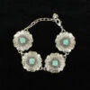 M&F - Blazin Roxx Silver Flowers With Turquoise Stone Bracelet