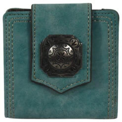 Justin Womens Turquoise With Concho Bi-Fold Wallet