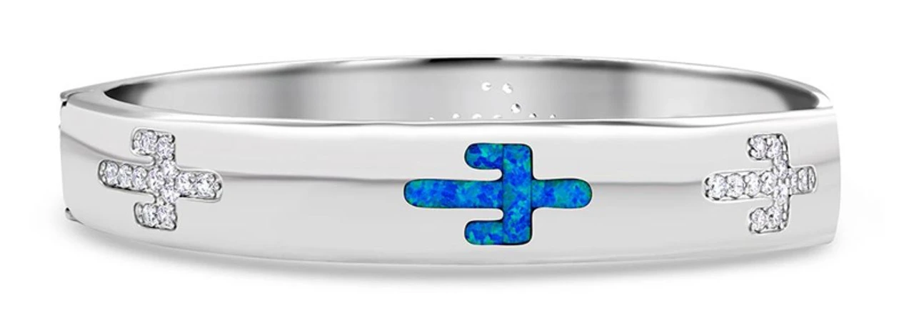 Montana Silversmiths Cactus Reflections Opal Hinged Bracelet 3 Montana Silversmiths Cactus Reflections Opal Hinged Bracelet