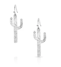 Montana Silversmiths Hammered Silver Cactus Earrings
