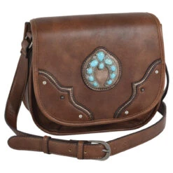 Justin Turquoise Naja Concho Brown Saddle Bag - 2159531