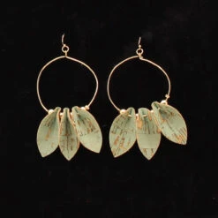 Blazin Roxx Feathered Hoop Style Gold Stone Earrings