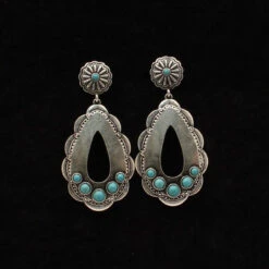 Silver Strike Turquoise Western Teardrop Dangle Earrings
