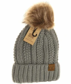 C.C. Beanie Womens Fuzzy Lined Fur Pom Beanie - YJ820