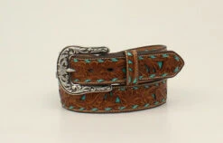 M&F Western - Womens Turquois And Brown Leather Belt