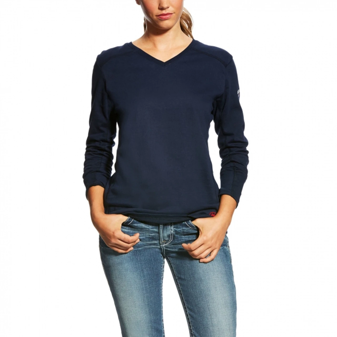 Ariat - Womens Navy FR V-Neck Long Sleeve Shirt 3 Ariat - Womens Navy FR V-Neck Long Sleeve Shirt