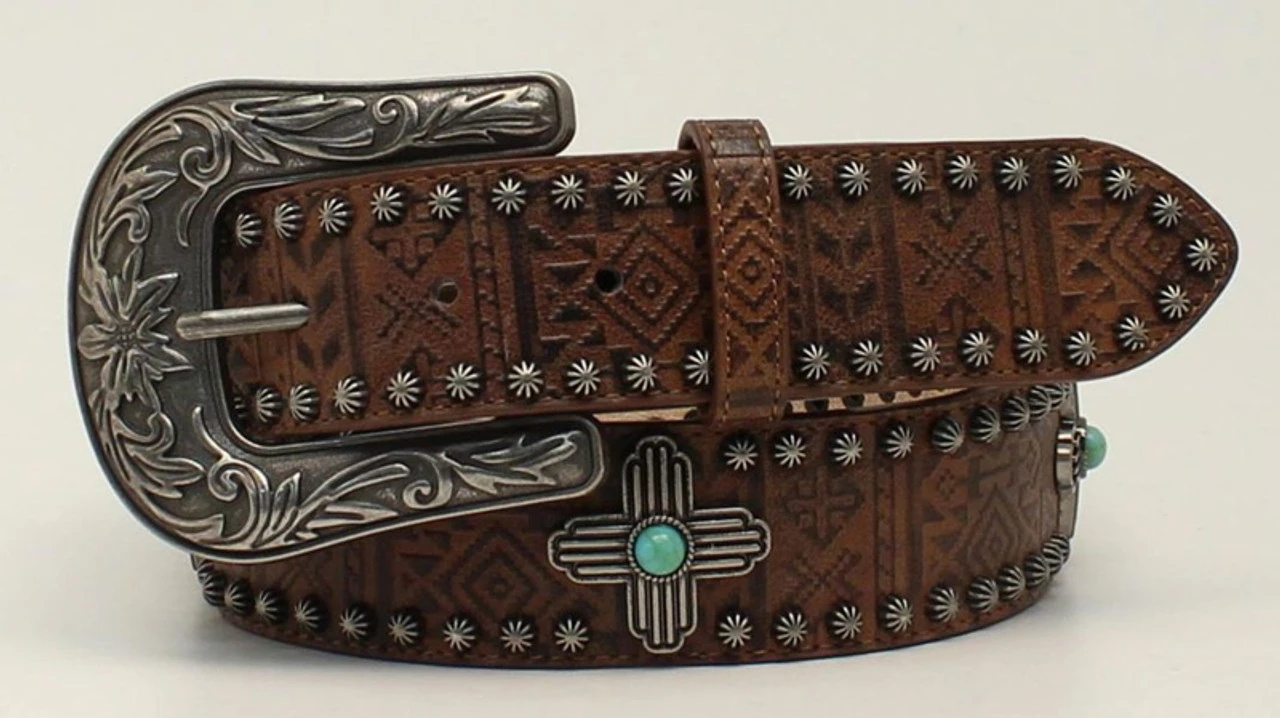 Angle Ranch Womens Aztec With Cross Conchos Belt 4 Angle Ranch Womens Aztec With Cross Conchos Belt - Image 2