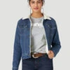 Wrangler Womens Retro Sherpa Lined Western Denim Jacket - LWJ320D -Hey Dude Central P2358450 1 65438.1673540788