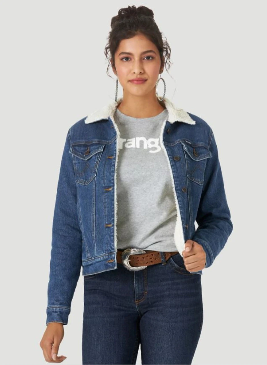 Wrangler Womens Retro Sherpa Lined Western Denim Jacket - LWJ320D 3 Wrangler Womens Retro Sherpa Lined Western Denim Jacket - LWJ320D
