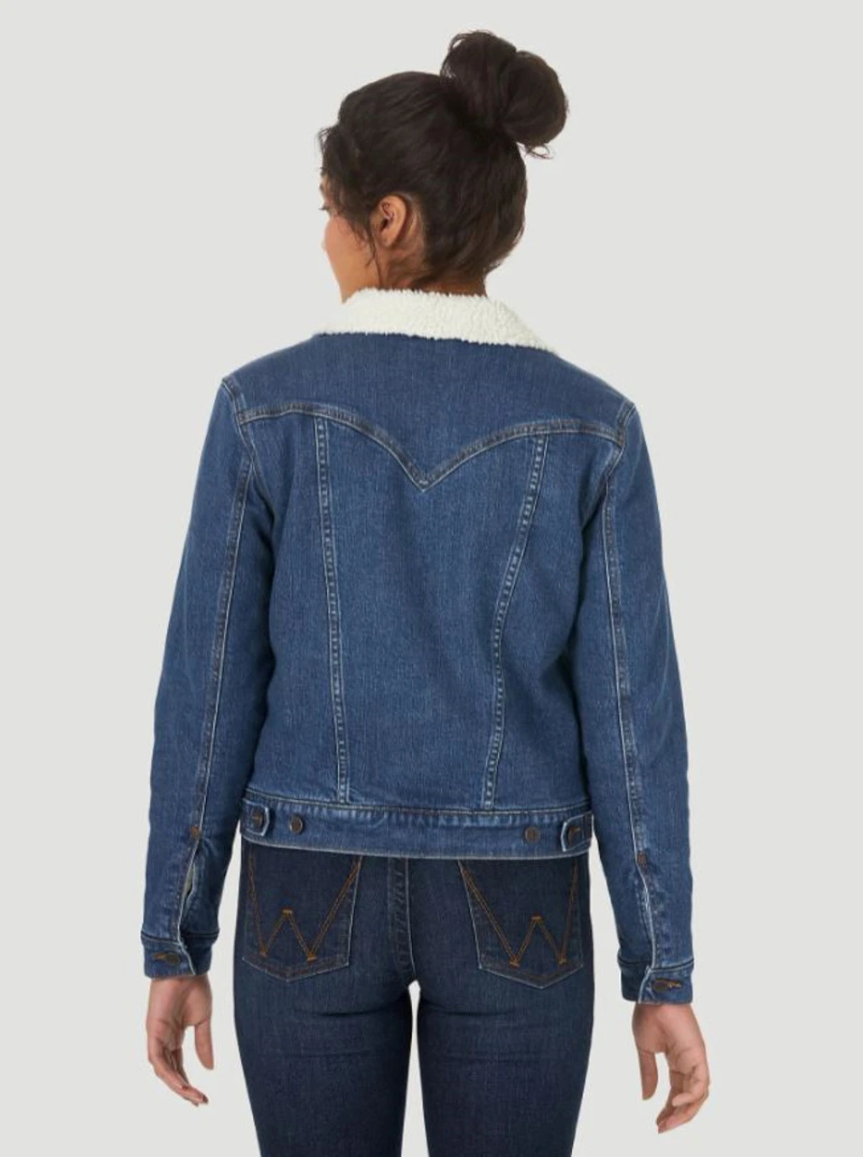 Wrangler Womens Retro Sherpa Lined Western Denim Jacket - LWJ320D 4 Wrangler Womens Retro Sherpa Lined Western Denim Jacket - LWJ320D - Image 2
