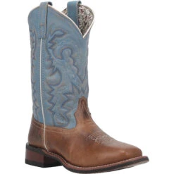 Laredo Womens Blue And Tan Darla Broad Square Toe Boots