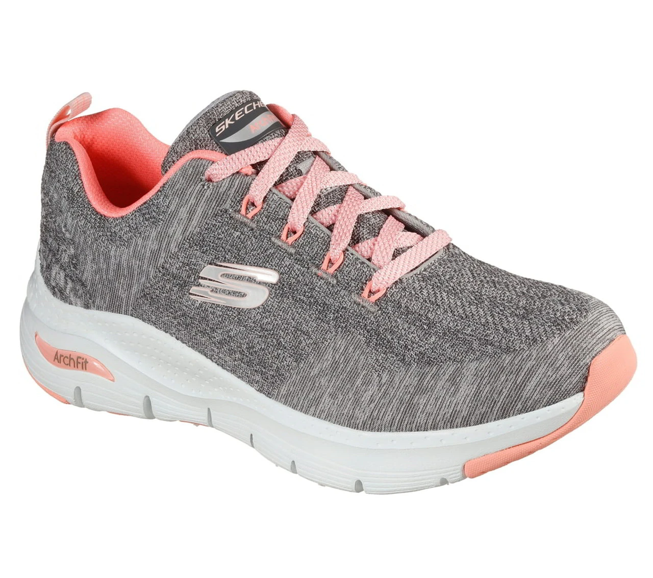 Skechers Womens Grey & Pink Arch Fit Athletic Shoe 3 Skechers Womens Grey & Pink Arch Fit Athletic Shoe