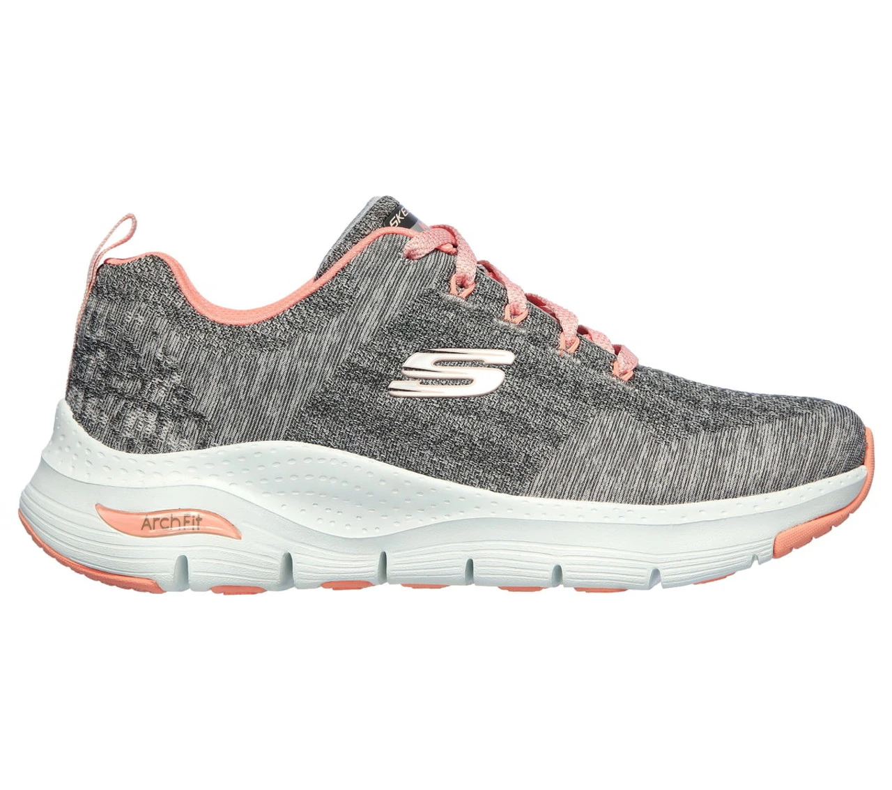 Skechers Womens Grey & Pink Arch Fit Athletic Shoe 5 Skechers Womens Grey & Pink Arch Fit Athletic Shoe - Image 3