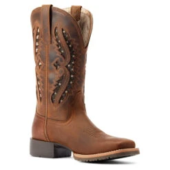 Ariat Womens Performance Distressed Tan Hybrid Rancher VentTek 360 Wide Square Toe Boots -Hey Dude Central P2672730 3 19186.1673304432