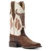 Ariat Womens Barn Brown & Crackled White Steer Wide Square Toe Boots -Hey Dude Central P2672790 1 57041.1677266120