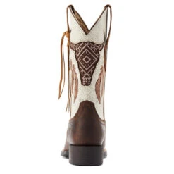 Ariat Womens Barn Brown & Crackled White Steer Wide Square Toe Boots -Hey Dude Central P2672790 3 93474.1675716269