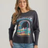 Wrangler Ladies Long Sleeve Relaxed Graphic Black Tee