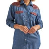 Wrangler Ladies Denim Snap Long Sleeve Shirt -Hey Dude Central P2737795 4 65426.1692039062