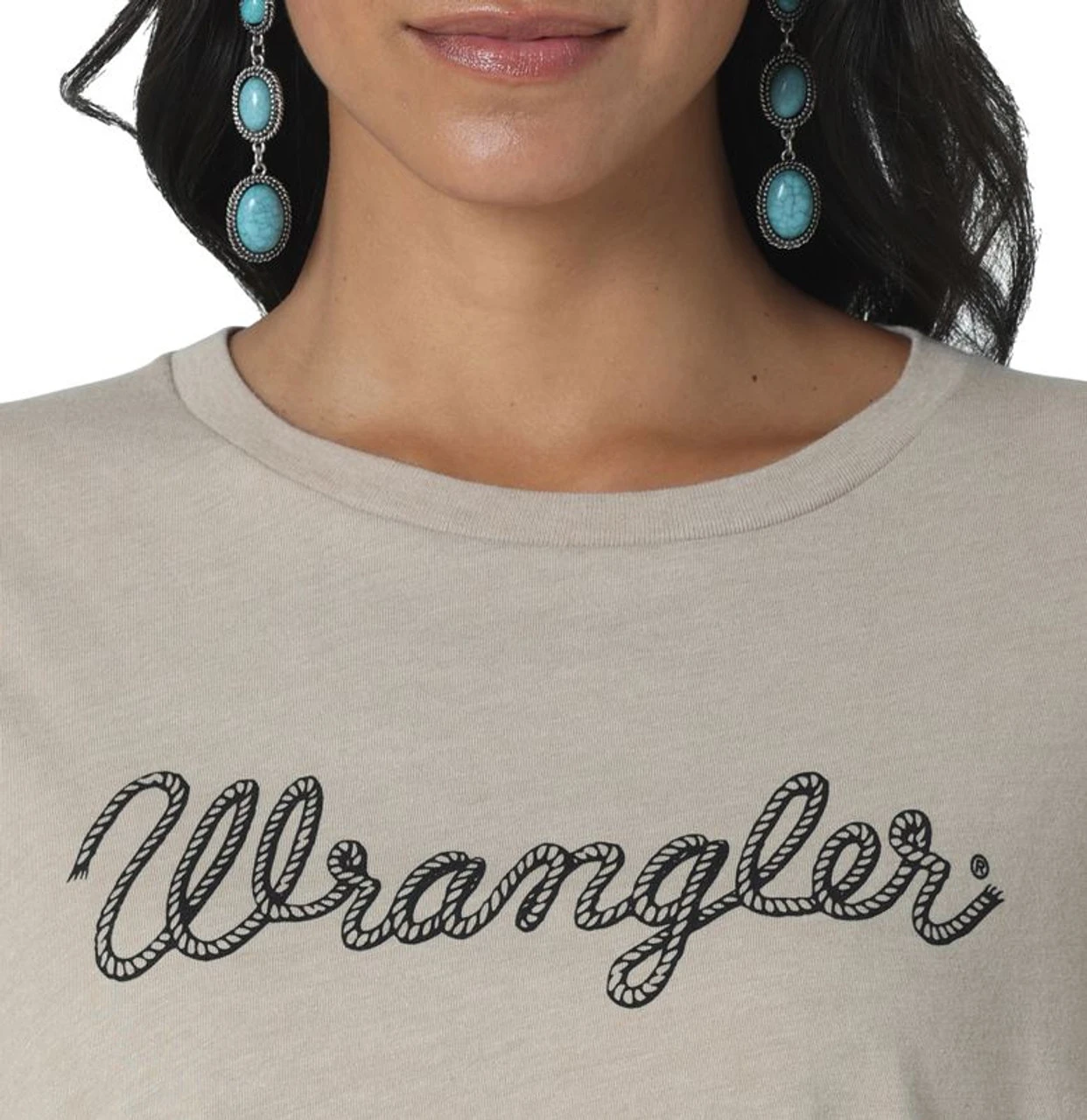Wrangler Wangler Ladies Tan Boyfriend Cropped Long Sleeve Tee 5 Wrangler Wangler Ladies Tan Boyfriend Cropped Long Sleeve Tee - Image 3