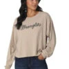 Wrangler Wangler Ladies Tan Boyfriend Cropped Long Sleeve Tee -Hey Dude Central P2738055 3 10418.1697129860