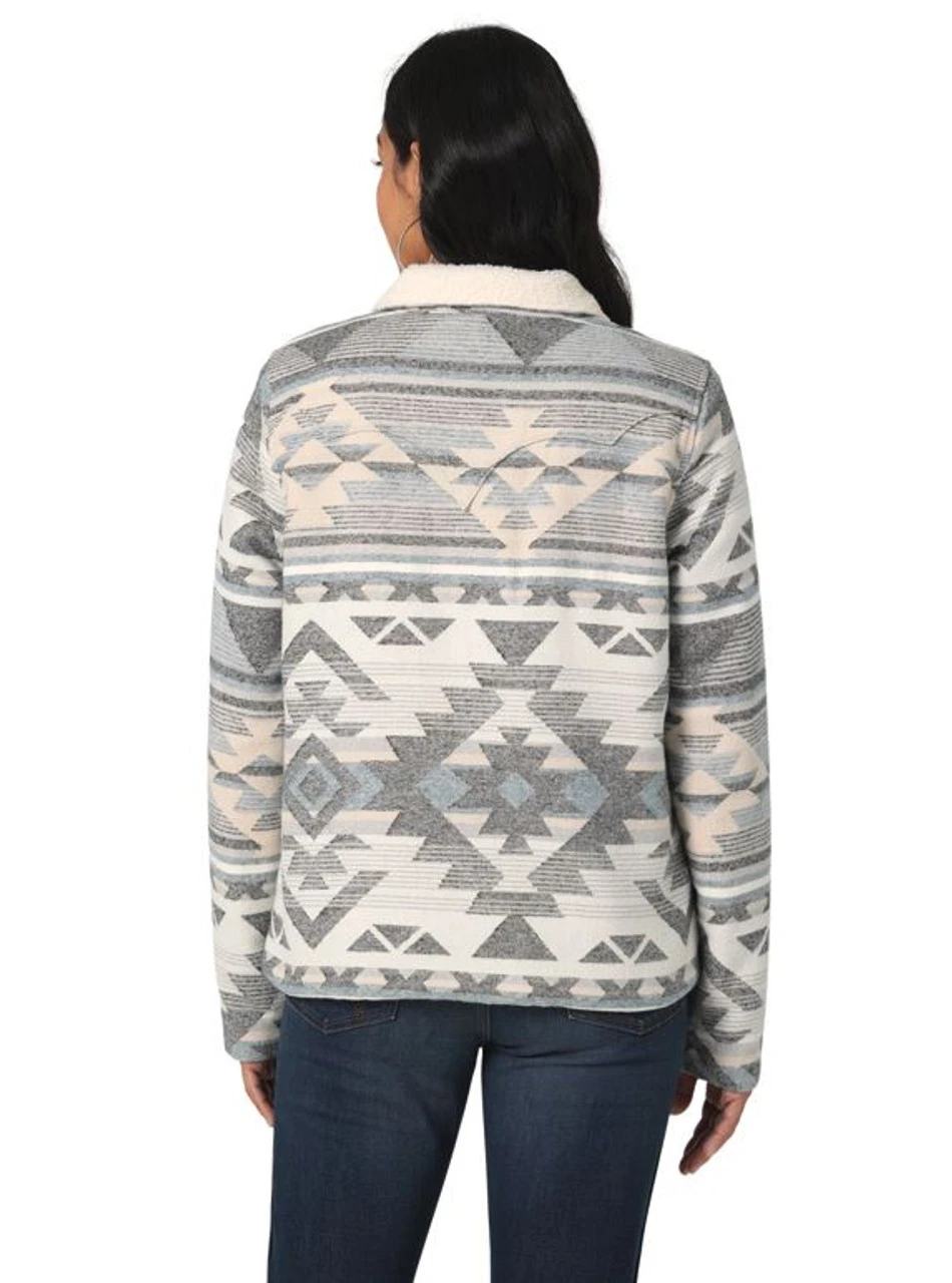 Wrangler Ladies Smoky Grey Sherpa Lined Southwestern Barn Jacket 4 Wrangler Ladies Smoky Grey Sherpa Lined Southwestern Barn Jacket - Image 2