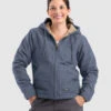 Berne Ladies Steel Blue Sherpa-Lined Softstone Duck Hooded Jacket -Hey Dude Central P2743290 1 40969.1673549057