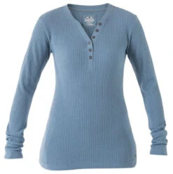 Noble Outfitters Women's Cashmere Blue Tug-Free Henley Long Sleeve Shirt