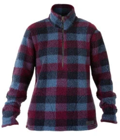 Noble Outfitters Women's Navy & Port Plaid Sherpa Pullover Jacket