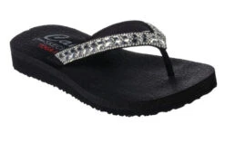 Skechers Ladies Meditation Clear Waters In Black With Rinestones