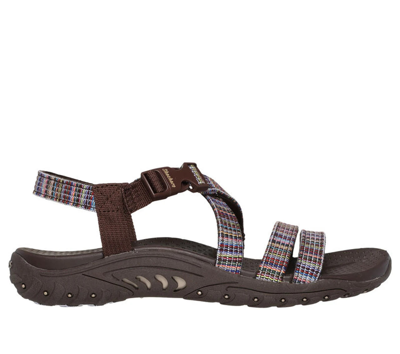 Skechers Women's Reggae Bold Ambition Chocolate Wovenstripe Sandal 3 Skechers Women's Reggae Bold Ambition Chocolate Wovenstripe Sandal