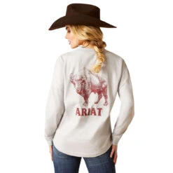 Ariat Womens Heather Grey True West Oversized Long Sleeve Tee -Hey Dude Central P2769295 3 71287.1692304482