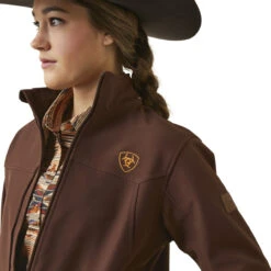 Ariat Womens Chocolate Team Logo Softshell Chimayo Jacket -Hey Dude Central P2769830 3 76299.1692304152