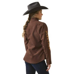 Ariat Womens Chocolate Team Logo Softshell Chimayo Jacket -Hey Dude Central P2769830 4 63602.1692304152
