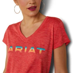 Ariat Womens Aura Orange Laguna Logo Short Sleeve Top -Hey Dude Central P2791510 3 32206.1675716242