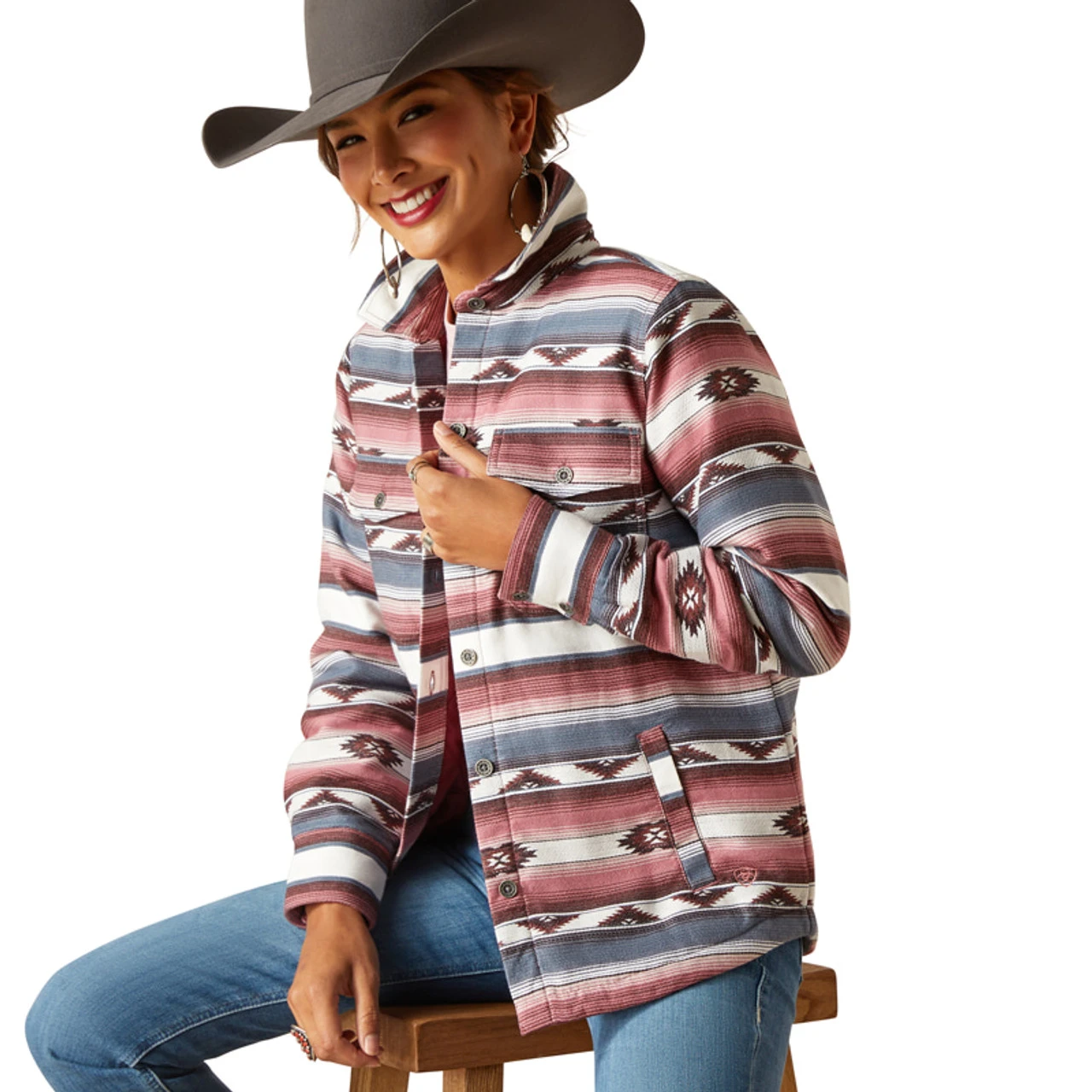 Ariat Women's Endless Serape Print Shacket Shirt Jacket 4 Ariat Women's Endless Serape Print Shacket Shirt Jacket - Image 2