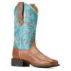 Ariat Women's Blue/Brown Round Up Wide Square Toe Stretch Fit Western Boot -Hey Dude Central P2797575 1 34895.1697132643