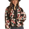 Rock & Roll Cowgirl Women's Black Abstract Print Sherpa Snap Up Jacket 2 Rock & Roll Cowgirl Women's Black Abstract Print Sherpa Snap Up Jacket -Hey Dude Central P2799615 1 25411.1697129902
