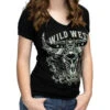 Liberty Wear Apparel Women's Black Short Sleeve Shirt With Wild West Steer Graphic -Hey Dude Central P2811715 1 87130.1678385287