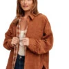 West & Wild Womens Rust Oversized Corduroy Shacket