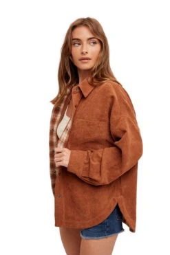 West & Wild Womens Rust Oversized Corduroy Shacket -Hey Dude Central P2856815 3 47255.1693927270