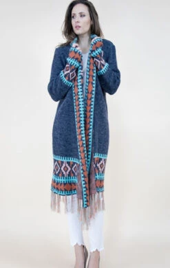 Verymoda Womens Navy Fringe Cardigan