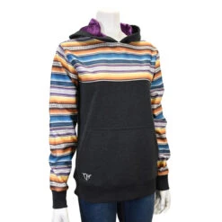 Cowgirl Hardware Women's Black Fleece Pullover Hoodie With Sunset Serape Print